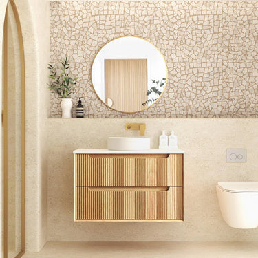 Otti | Byron Fluted 900mm Woodland Oak Wall Hung Vanity