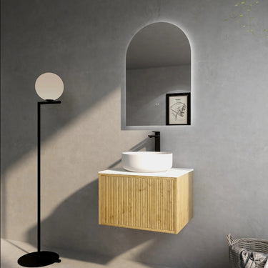 Bellevue | 600mm Fluted V-Groove Prime Oak Wall Hung Vanity