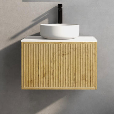 Bellevue | 600mm Fluted V-Groove Prime Oak Wall Hung Vanity