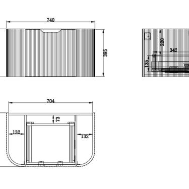 ABS | 750mm Bergen Soild Timber Fluted