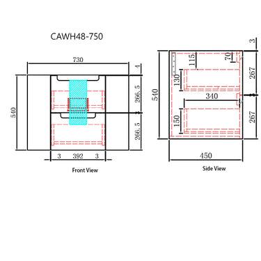 Aulic Diamond Collection | Briony Wall Hung Vanity 750mm