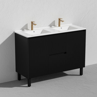 CETO | Brighton 1200 Matte Black Double Bowl Floor PVC Cabinet