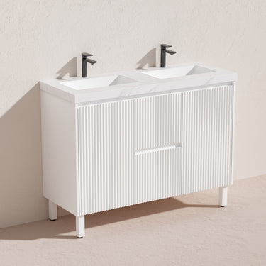 CETO | Brighton 1200 Matte White Double Bowl Floor PVC Cabinet