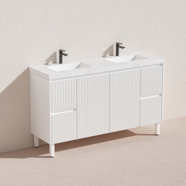 CETO | Brighton 1500 Matte White Double Bowl Floor PVC Cabinet