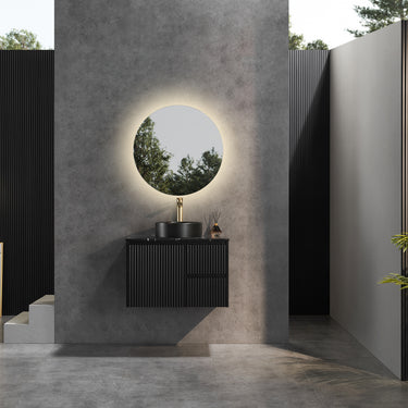 CETO Brindabella 750 Matte Black Wall-Hung PVC Fluted Vanity