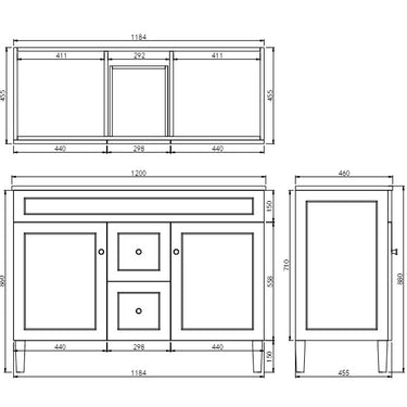 CETO | Harrington 1200 Double bowl Floor PVC Cabinet