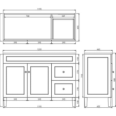 CETO | Harrington 1200 Single bowl Floor PVC Cabinet