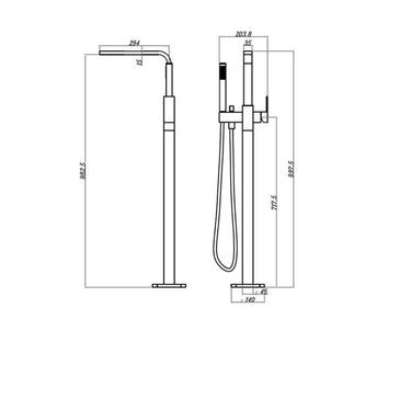 Chao | Chrome Freestanding Bath Mixer With Hand shower
