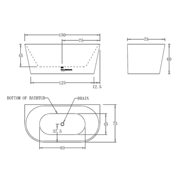 Harmony Round 1500mm Gloss White Back to Wall Freestanding Bath - Acqua Bathrooms