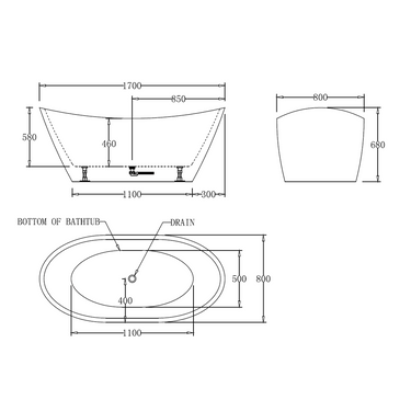 Verona 1700mm High End Gloss White Freestanding Bath - Acqua Bathrooms