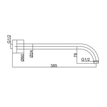 Classic Brushed Gold Curved Shower Arm - Acqua Bathrooms