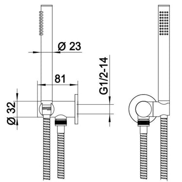 Classic Gun Metal Slim Hand Held Shower - Acqua Bathrooms