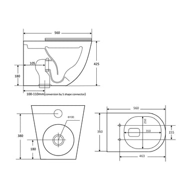 Cova Tornado Rimless In Wall Toilet Suite Pan