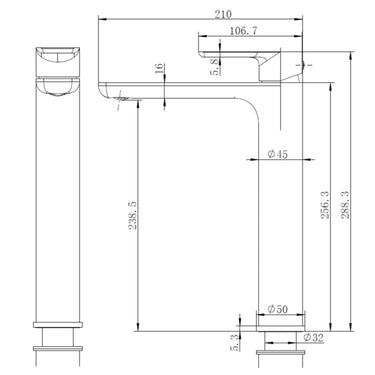 Glamour Matte Black Tall Basin Mixer - Acqua Bathrooms