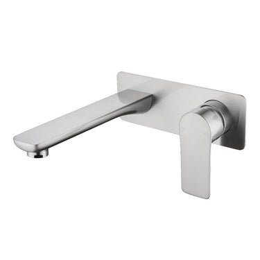 Glamour Brushed Nickel Wall Basin Mixer & Bath Spout