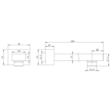 Luxury Matte Black 400mm Shower Arm - Acqua Bathrooms