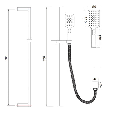 Luxury Chrome Shower Rail - Acqua Bathrooms