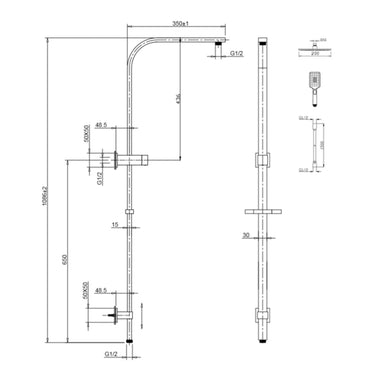 Luxury Matte Black Multifunction Shower Rail Set - Acqua Bathrooms