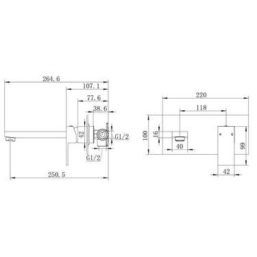 Luxury Chrome Wall Basin Mixer & Bath Spout - Acqua Bathrooms