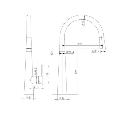 Parker Gun Metal Pull Out Kitchen Mixer - Acqua Bathrooms