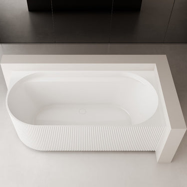 Pavillion | 1500mm Fluted Oval Freestanding Right Corner Bath Gloss White