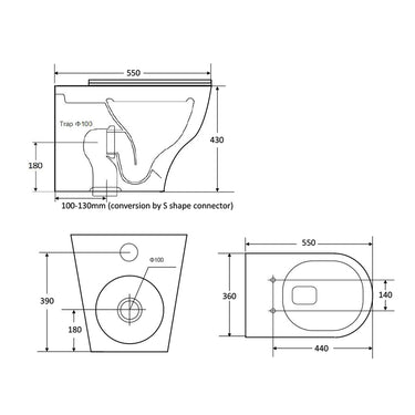 Zara Tornado In Wall Toilet Suite Pan