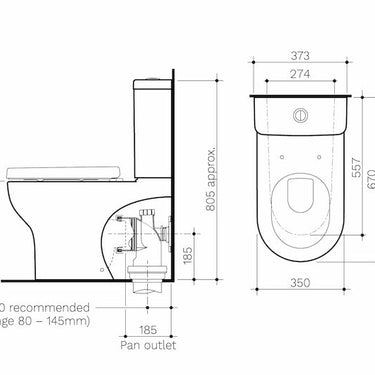 Clark | Round Back To Wall Toilet Suite - Back Entry (High Profile seat)