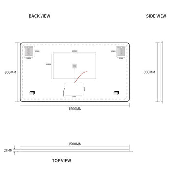 Indulge | Curva Rectangle 1500 x 800 Touchless LED Mirror  - Three Light Temperatures - Acqua Bathrooms