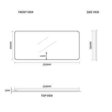 Indulge | Curva Rectangle 1800 x 800 Touchless LED Mirror  - Three Light Temperatures - Acqua Bathrooms