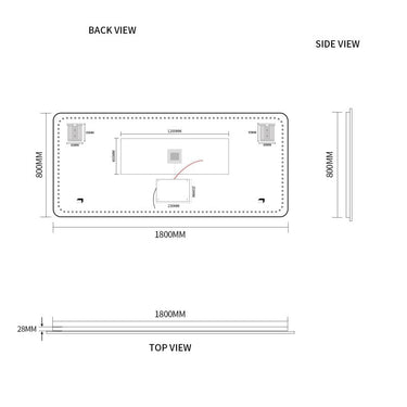 Indulge | Curva Rectangle 1800 x 800 Touchless LED Mirror  - Three Light Temperatures - Acqua Bathrooms