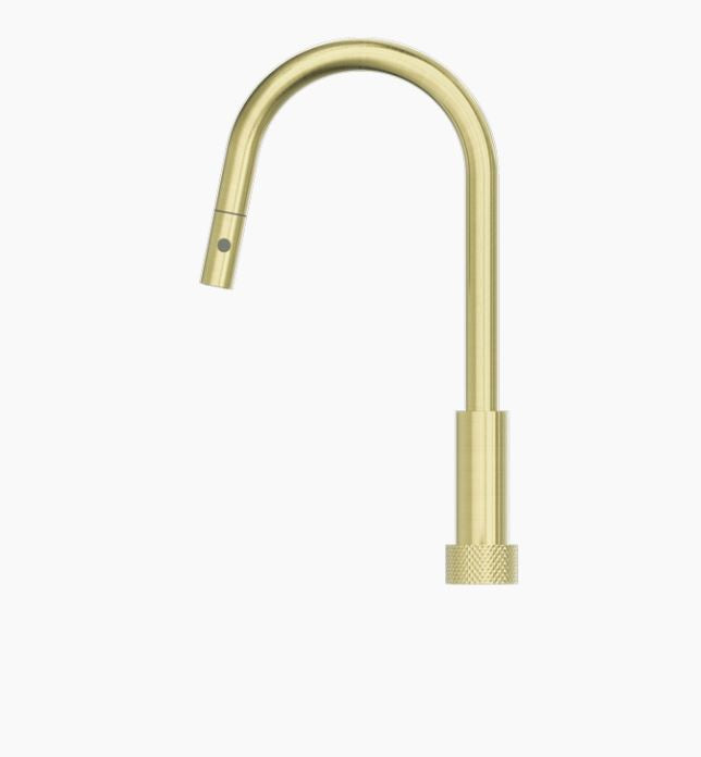 Nero | Opal Progressive Brushed Gold Pull Out Kitchen Mixer