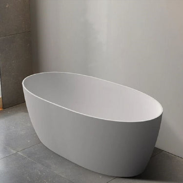 Super Slim Edge Delta Oval Shape Matt White Finish Easy Clean Freestanding Bathtub 1700