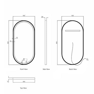Otti Australia | LED Noosa 900x450 Gold Metal Frame Mirror