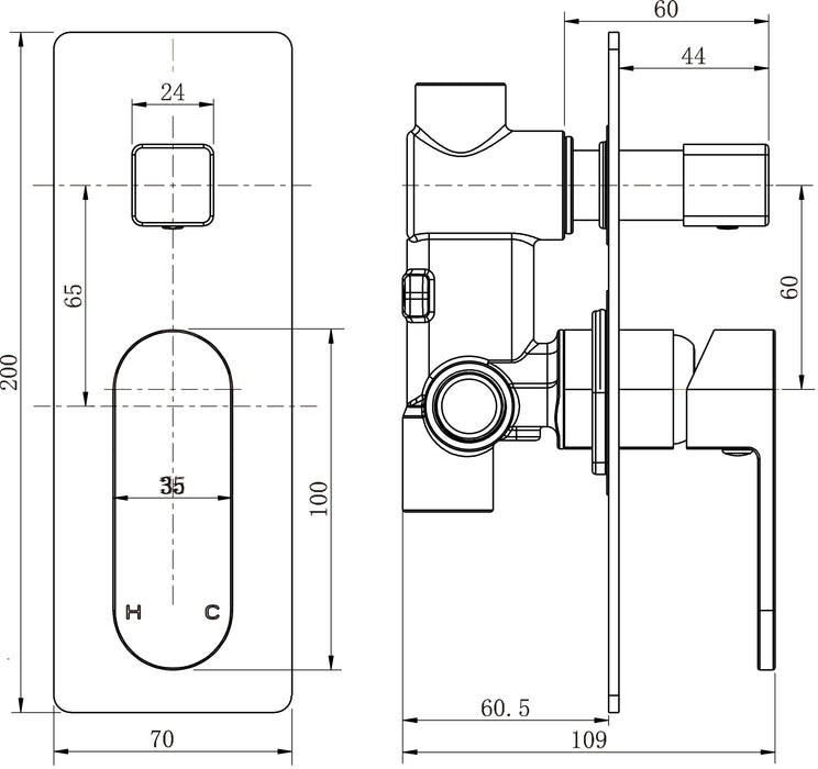 Eva Mini | Shower Diverter Mixer Chrome