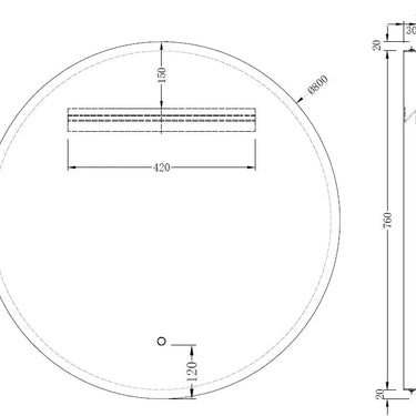 Evelyn Round Frameless LED Mirror | 800 x 800 mm Bagno D'Oro