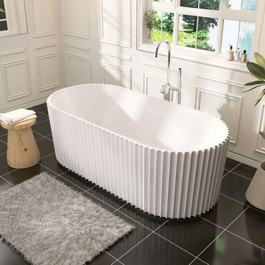 Wentworth Ribbed 1700mm Gloss White Freestanding Bath