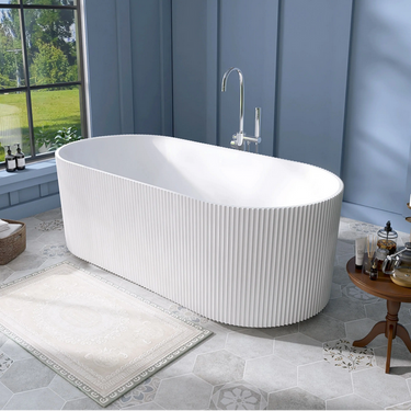 Montrose Ribbed 1700mm Gloss White Freestanding Bath