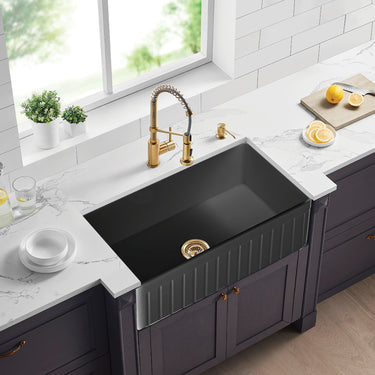 CETO | 828 x 457mm Greenwich Matte Black Fire clay Farmhouse Sink