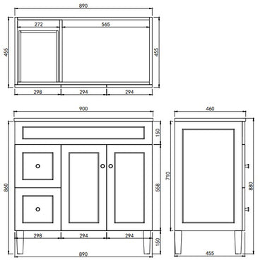 lukka | Harold Federation 900mm Free Standing Vanity Matte White