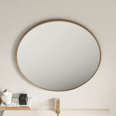 Mercio |  Brushed Gold Aluminum Framed 900mm Round Mirror