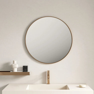 Mercio |  Brushed Gold Aluminum Framed 900mm Round Mirror