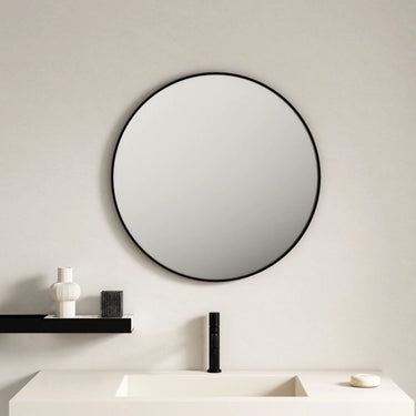 Mercio |  Matte Black Framed 900mm Round Mirror