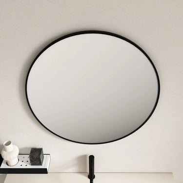 Mercio |  Matte Black Framed 900mm Round Mirror