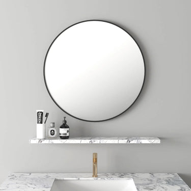 Mercio |  Matte Black Framed 900mm Round Mirror