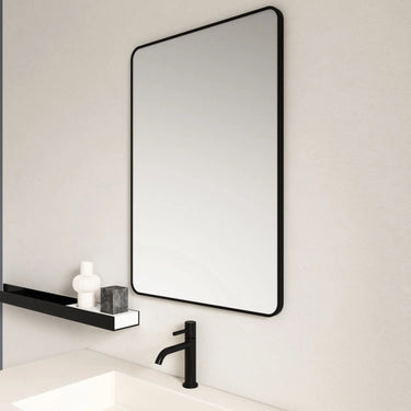 Mercio |  Matte Black Aluminum Framed 900x750 mm Rectangular Mirror