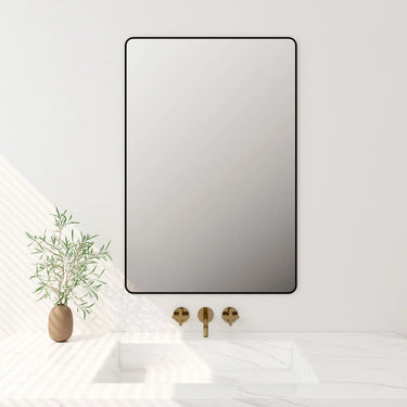 Mercio |  Matte Black Aluminum Framed 900x750 mm Rectangular Mirror