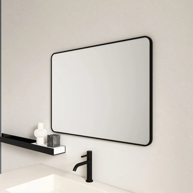 Mercio |  Matte Black Aluminum Framed 900x750 mm Rectangular Mirror