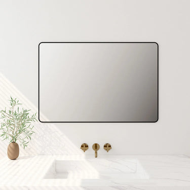 Mercio |  Matte Black Aluminum Framed 900x750 mm Rectangular Mirror