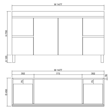 Less | 1500mm Single Bowl Vanity Gloss White