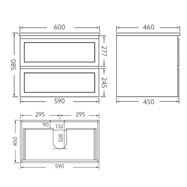 CETO | 600 Fremantle Matte Grey Wall Hung Vanity